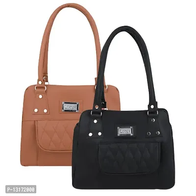Stylish Multicoloured PU Self Pattern Handbags For Women Combo Pack Of 2