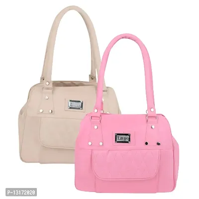 Stylish Multicoloured PU Self Pattern Handbags For Women Combo Pack Of 2-thumb0