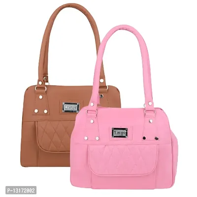 Stylish Multicoloured PU Self Pattern Handbags For Women Combo Pack Of 2