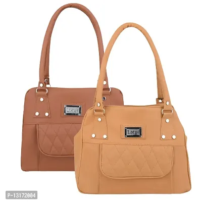 Stylish Multicoloured PU Self Pattern Handbags For Women Combo Pack Of 2