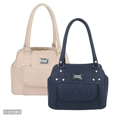 Stylish Multicoloured PU Self Pattern Handbags For Women Combo Pack Of 2