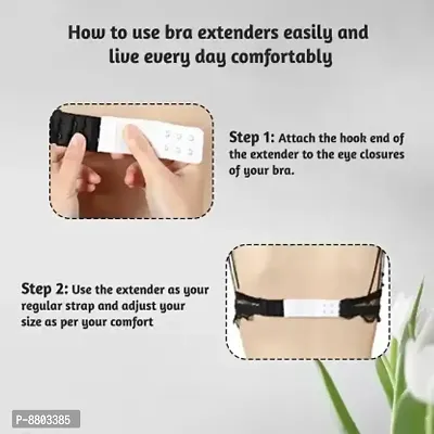 ZIPPOX Bra Hook Extender-2 Hook - 3 Eye (with Extra Elastic) ndash;Save Your Bra Increase Band Length-Bra Extender Hook-Bra Hooks for Women-Bra Hook Extender Combo-Pack of 3-(Black,Skin,White)-thumb3