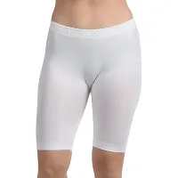 RICONIC Womens  Girls Nylon Lycra Stretchable Cycling Shorts/Under Skirt Shorts, Safety Shorts White(Pack of 2)-thumb2