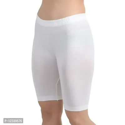 RICONIC Womens  Girls Nylon Lycra Stretchable Cycling Shorts/Under Skirt Shorts, Safety Shorts White(Pack of 2)-thumb4