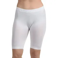 RICONIC Womens  Girls Nylon Lycra Stretchable Cycling Shorts/Under Skirt Shorts, Safety Shorts Black,White(Pack of 2)-thumb2