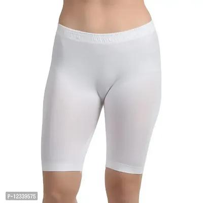 RICONIC Womens  Girls Nylon Lycra Stretchable Cycling Shorts/Under Skirt Shorts, Safety Shorts Black,White(Pack of 2)-thumb3