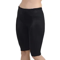 RICONIC Womens  Girls Nylon Lycra Stretchable Cycling Shorts/Under Skirt Shorts, Safety Shorts Black(Pack of 2)-thumb3