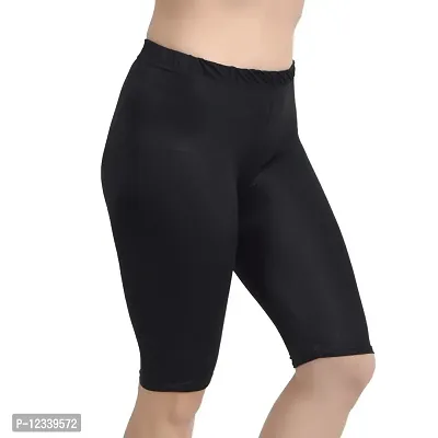 RICONIC Womens  Girls Nylon Lycra Stretchable Cycling Shorts/Under Skirt Shorts, Safety Shorts Black(Pack of 2)-thumb2