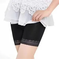 RICONIC Womens Girls Cotton Lycra Stretchable Lace Cycling Shorts/Under Skirt Shorts Safety Shorts (Pack Of 1)-thumb3