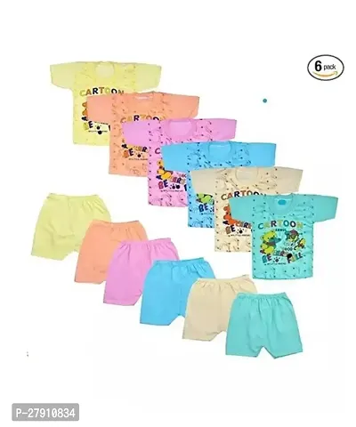 Cotton Clothing Sets for Baby Boys  Baby Girls Printed Kids Clothing Sets - Unisex Clothing sets Half sleeve T-Shirt  Shorts Pack Of 6-thumb0