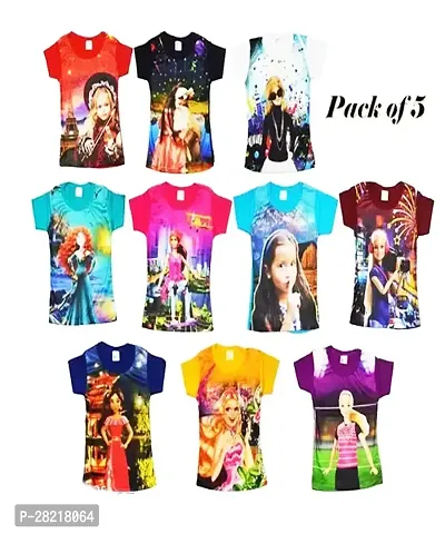 Classic Cotton Printed Tshirt for Kids Girl Pack of 5