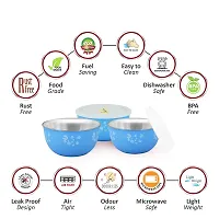 ALSAAS-PERFECT CHOICE Stainless Steel Round airtight Lid Bowl/Box/Kitchen Food Storage Containers, Tiffin, Lunch Box (Blue Spairl P3)-thumb2