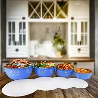 Microwave Safe Bowl Euro Lid Set Of 4 Capacity 2000 Ml, 1250 Ml, 750 Ml, 500 Ml Stainless Steel Vegetable Bowl (Blue, Pack Of 4)-thumb2