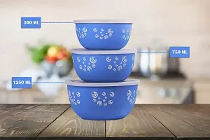 Microwave Safe Containers Lunch Box With Euro Lid Designer Blue Spiral Set Of 3 Stainless Steel Disposable Decorative Bowl (Blue, Pack Of 3)-thumb1