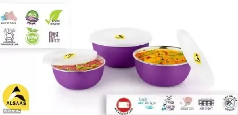 Meotion SMK Microwave Safe, Containers, Lunch Box, Serve, Bowls (Set of 3)-thumb2