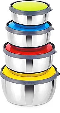 ALSAAS Stainless Steel Microwave Safe Bowls Steel Set 4 Multi Color LID-thumb1