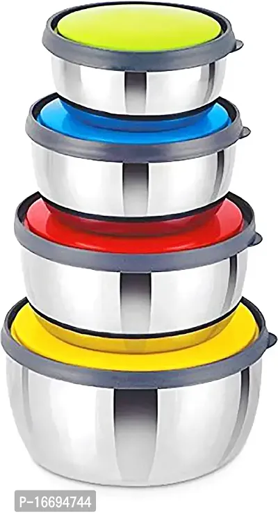 ALSAAS Stainless Steel Microwave Safe Bowls Steel Set 4 Multi Color LID-thumb2