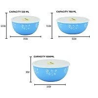 ALSAAS-PERFECT CHOICE Stainless Steel Round airtight Lid Bowl/Box/Kitchen Food Storage Containers, Tiffin, Lunch Box (Blue Spairl P3)-thumb3