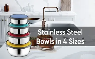 Alsaas Dinner Set Stainless Steel Microwave Safe Bowls Steel Set 4-thumb3