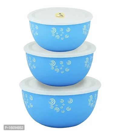 ALSAAS-PERFECT CHOICE Stainless Steel Round airtight Lid Bowl/Box/Kitchen Food Storage Containers, Tiffin, Lunch Box (Blue Spairl P3)