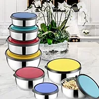 ALSAAS-PERFECT CHOICE Stainless Steel 18cm, 16cm, 14cm, 12cm Dinner Set Bowls Pack of 4 with Multicolor lid-thumb3