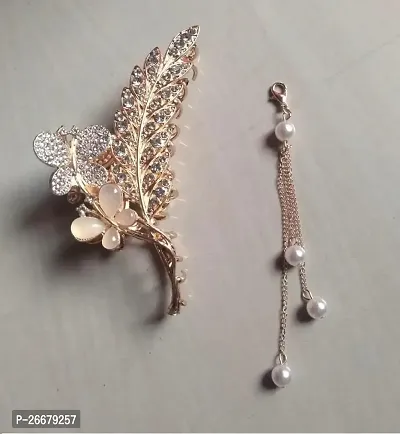 THE GLAM NIYATI Large Clip Claws Alloy Metal Hair Claw Clip for Women Large Stylish Butterfly  Leaf Stone||Pearl Hair Clip ClutcherFor Women-thumb0