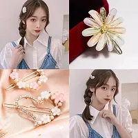 THE GLAM NIYATI 4 Piece Korean Style Pearl Flower Metal Hair clips, Plastic Pearl Barrettes Hairpin for Women  Girls(Multicolor)-thumb3