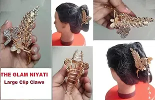 THE GLAM NIYATI Large Clip Claws Alloy Metal Hair Claw Clip for Women Large Stylish Butterfly  Leaf Stone||Pearl Hair Clip ClutcherFor Women-thumb3