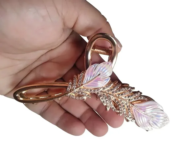 THE GLAM NIYATI Feather Leaf Design Old Brass Alloy Metal Hair Pin Clip for Girls and Women -Vintage