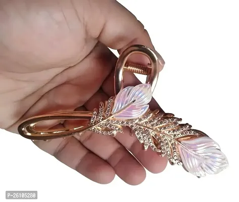 THE GLAM NIYATI Feather Leaf Design Old Brass Alloy Metal Hair Pin Clip for Girls and Women -Vintage-thumb0