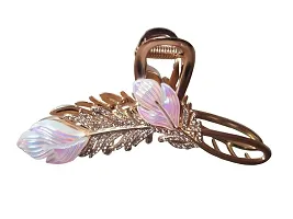 THE GLAM NIYATI Feather Leaf Design Old Brass Alloy Metal Hair Pin Clip for Girls and Women -Vintage-thumb1