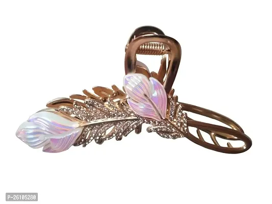 THE GLAM NIYATI Feather Leaf Design Old Brass Alloy Metal Hair Pin Clip for Girls and Women -Vintage-thumb2