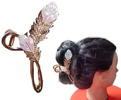 THE GLAM NIYATI Feather Leaf Design Old Brass Alloy Metal Hair Pin Clip for Girls and Women -Vintage-thumb4