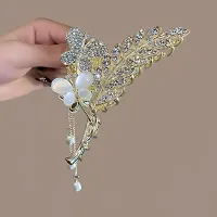 THE GLAM NIYATI Fashion Shiny Crystal Leaves Barrettes for Women Summer Metal Butterfly Shark Hairpin Female Cute Large Claw Hair Clip-thumb1