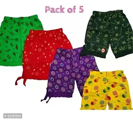Fabulous Multicoloured Cotton Printed Regular Shorts For Girls Pack Of 5