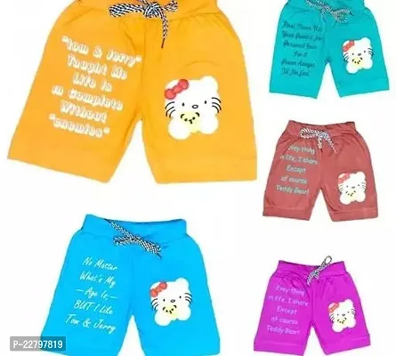 Fabulous Multicoloured Cotton Regular Shorts For Girls Pack Of 5