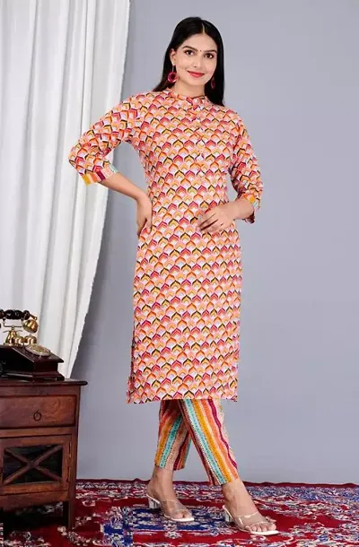 Stylish Rayon Printed Kurta Pant Set