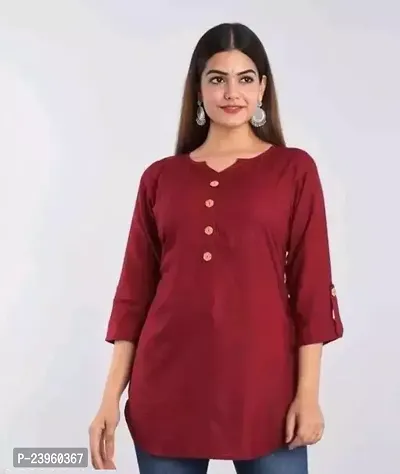 Stylish Maroon Rayon Stitched Kurta For Women-thumb0