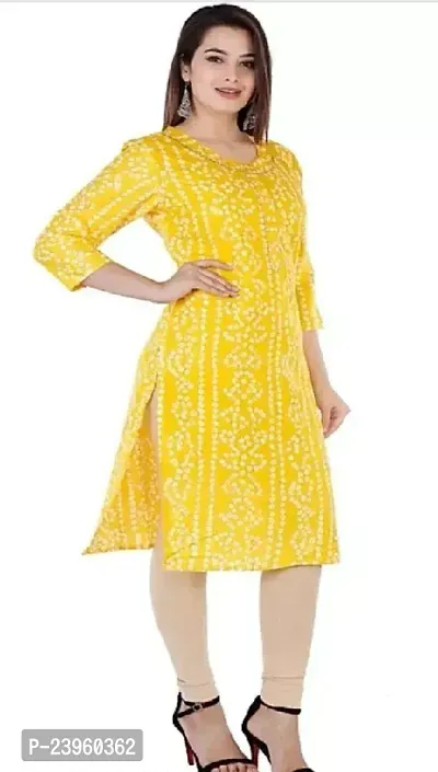 Stylish Yellow Rayon Stitched Kurta For Women-thumb0