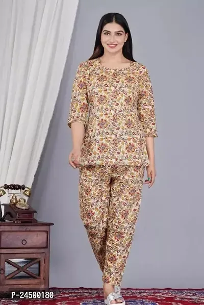 ' Women's Night Suit ' Pure Cotton Leheriya Printed Night Suit-thumb0