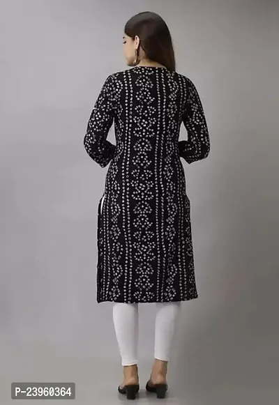 Stylish Black Rayon Stitched Kurta For Women-thumb3