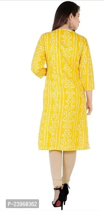 Stylish Yellow Rayon Stitched Kurta For Women-thumb2