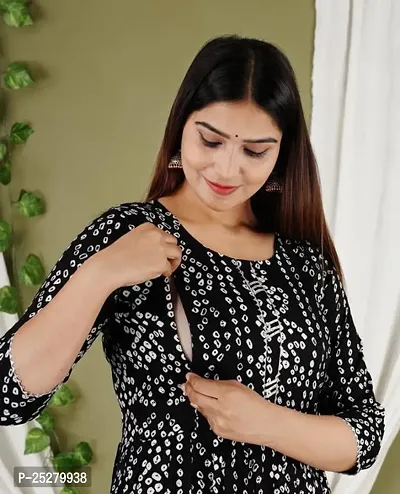 Black Bandej Feeding Kurti for Women-thumb0