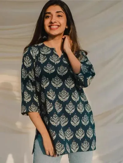 Short Handblock Kurti For Women