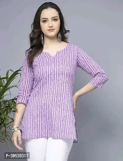 Stylish Women's Cotton Lavender Short Kurti