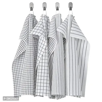 Ikea Cotton Hand Towels Set Of 4, (White/Dark Grey/Patterned, 45X60 Cm, 18X24, 150 Gsm)