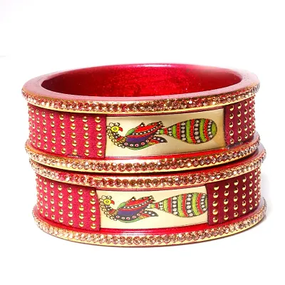 Suprimo Mehrun Colour special rajasthani look lac kada for girls (Pack of 2)