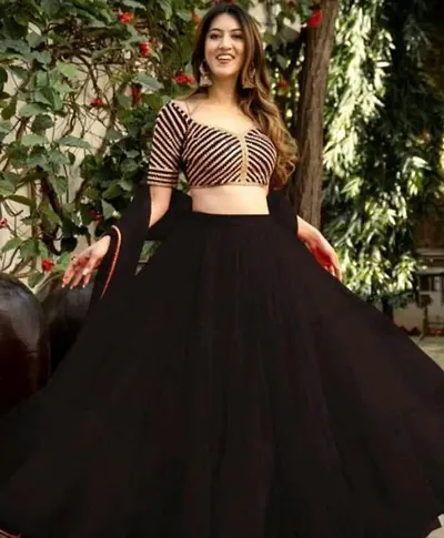 Buy FLENSIRA Girls Black Embroidered Net Lehenga With Choli And Dupatta Set  (6-7 Years) Online at Best Prices in India - JioMart.