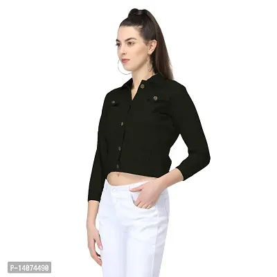 Vedansh Enterprises Women Solid Cotton Jacket 3/4 sleeve for Girls Women (L, Black)-thumb3