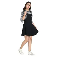 Vedansh Enterprises Stylish Relaxed Fit Dungaree and Striped Top for Women  Girls Black-thumb2